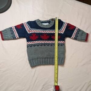 Cozy Gray and Red Kids Sweater